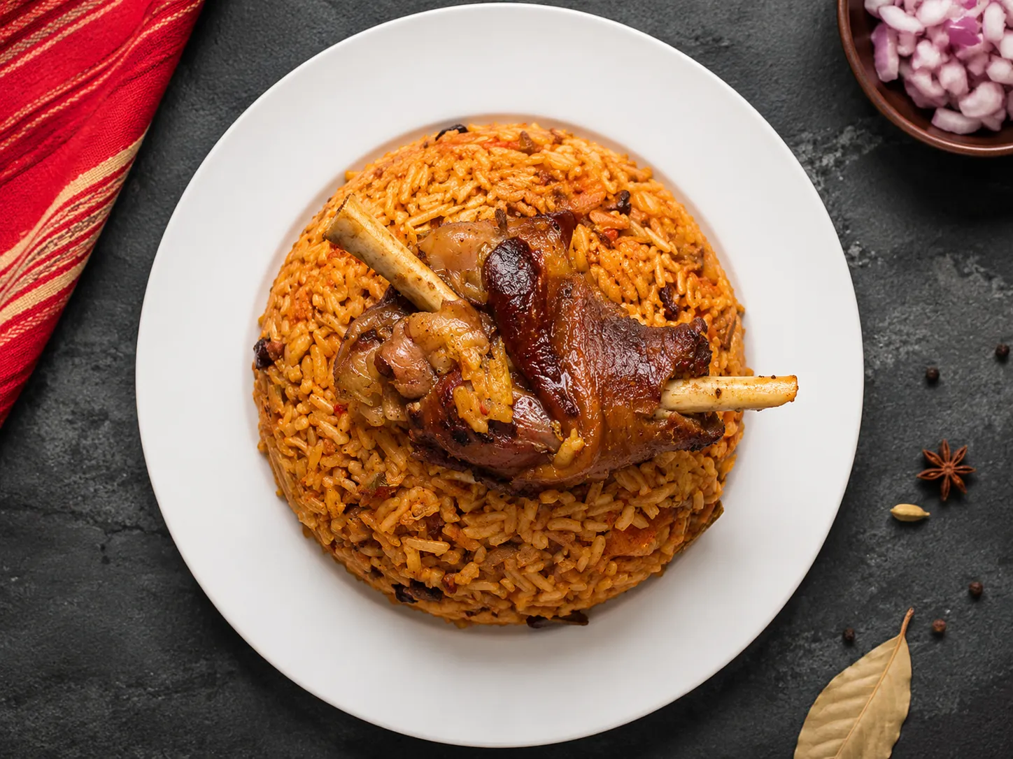 Jollof rice with chicken in London Ontario at Roswen Nigeria Restaurant